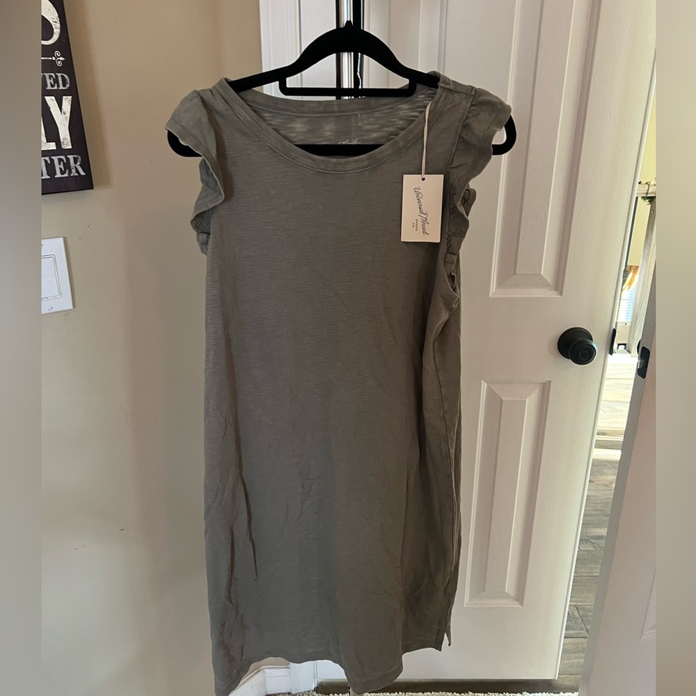 Heather Green Flutter Sleeveless Dress NWT-M
